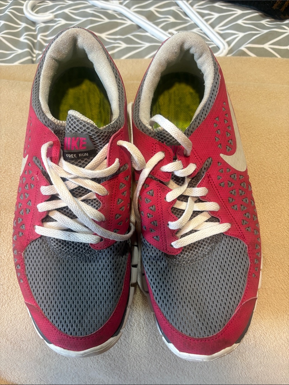 Nike Kids Pink and Gray Mesh Running Sneakers